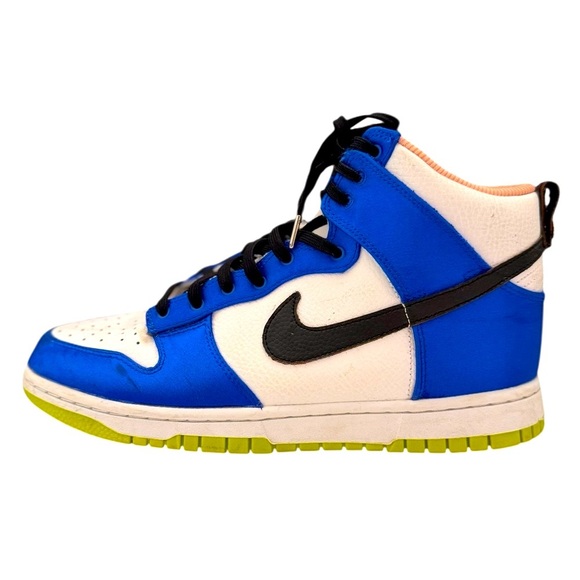 Nike Women Dunk High Satin RacerBlue White Black Basketball Lace Up HighTops 9 - Picture 1 of 8